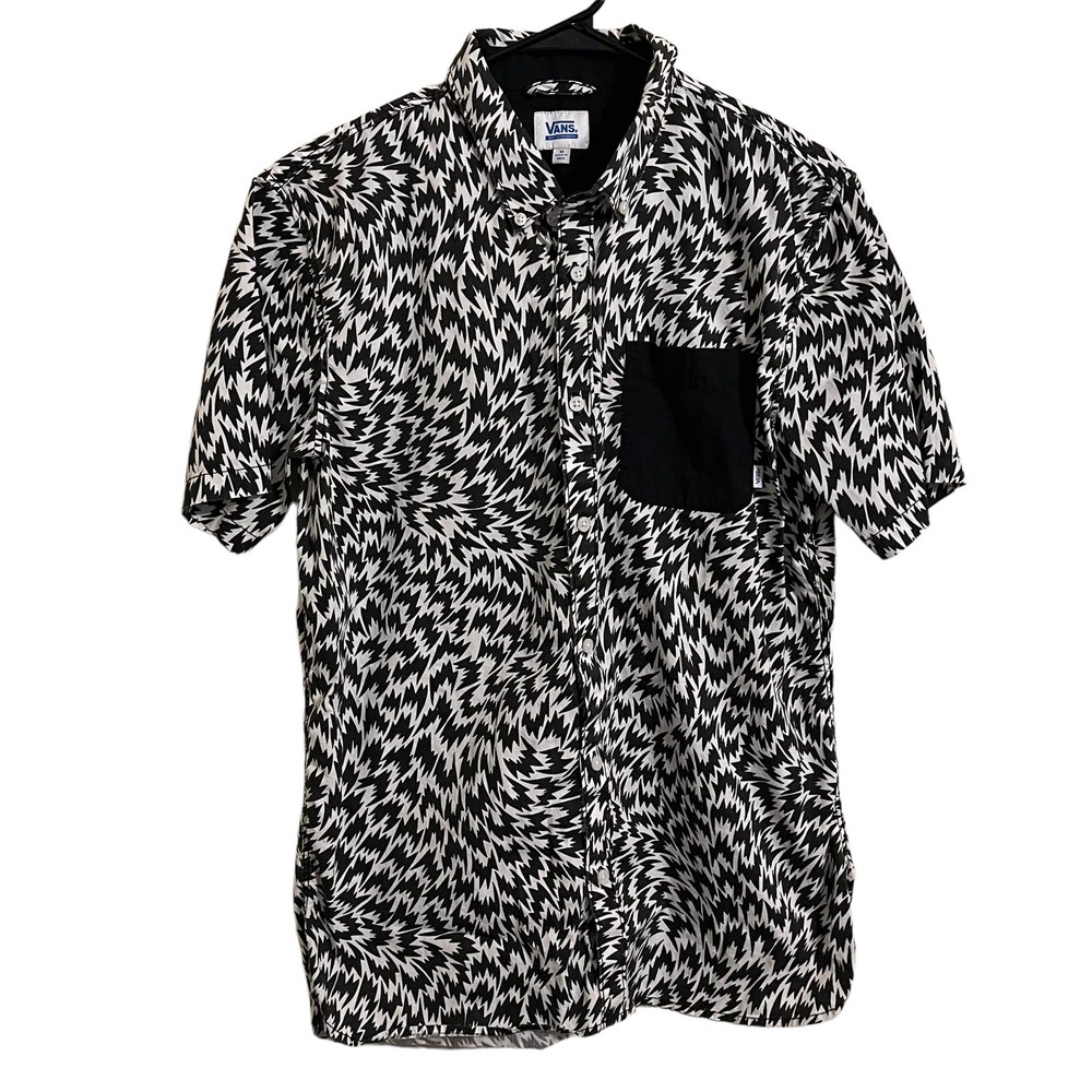 Vans Printed Button Front Short Sleeve Casual Shirt Top